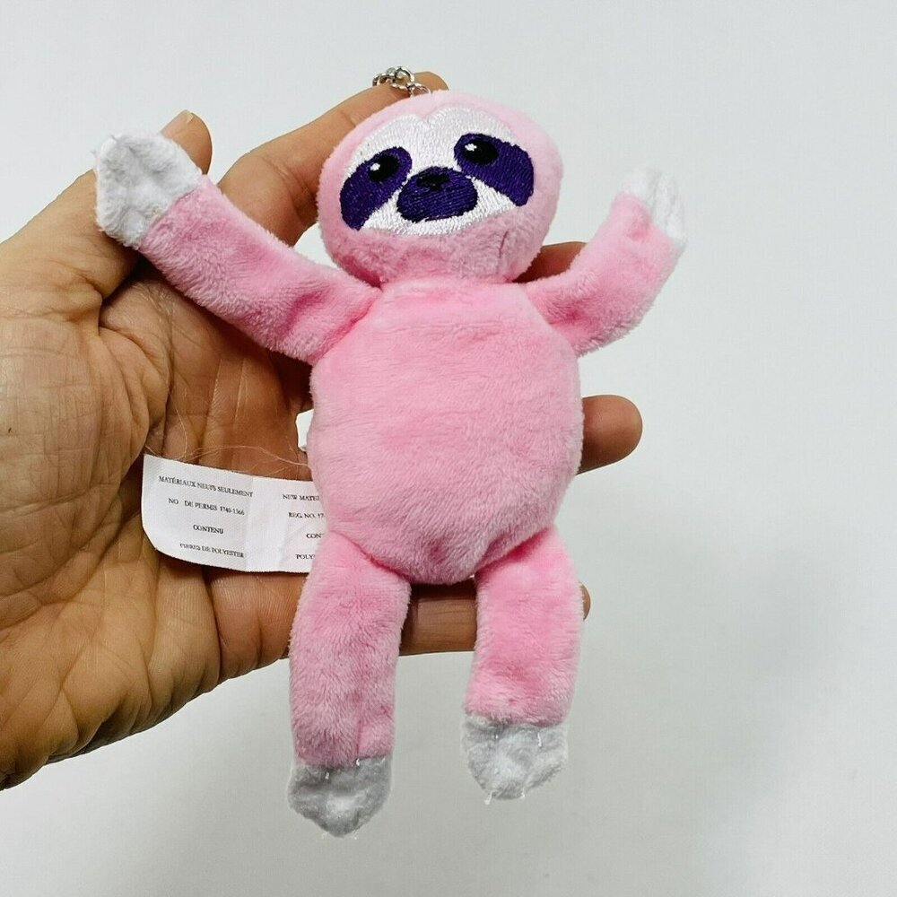 Battat Sloth Plush Doll Toy Figure Keyring Keychain Chain Women Pink Hang Small